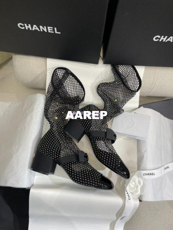 Replica Chanel Mary Jane Resille, Strass, Kid Suede & Patent Calfskin G40101 Black & Silver 10