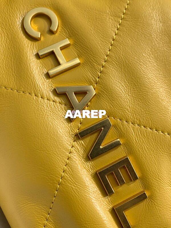 Replica Chanel Mini 22 Handbag Shiny Calfskin & Gold Metal AS3980 Yellow 4