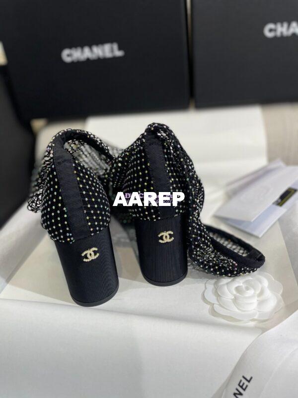 Replica Chanel Mary Jane Resille, Strass, Kid Suede & Patent Calfskin G40101 Black & Silver 21