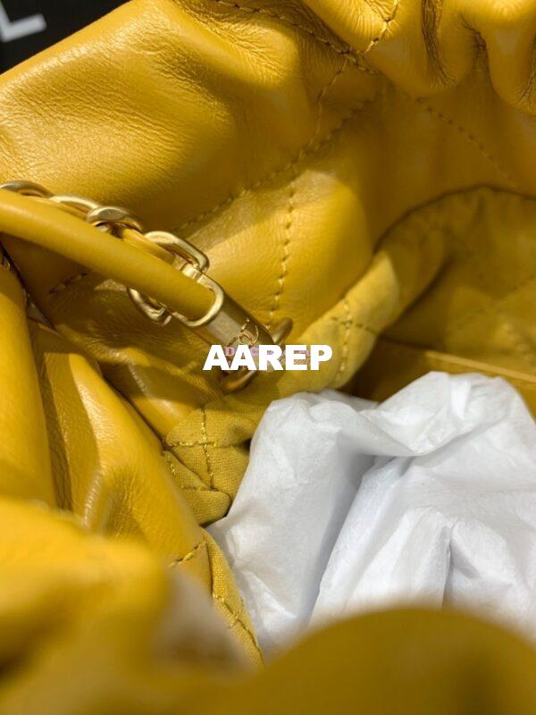 Replica Chanel Mini 22 Handbag Shiny Calfskin & Gold Metal AS3980 Yellow 6