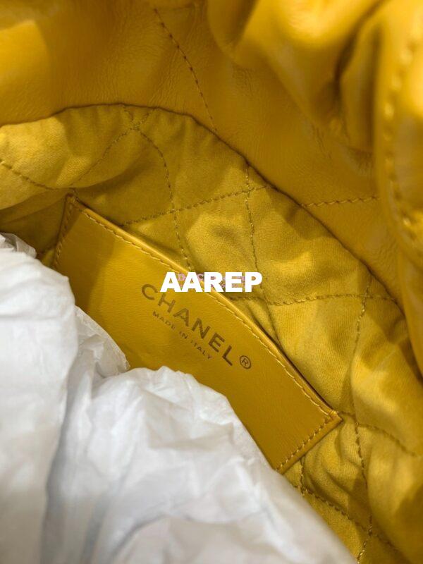 Replica Chanel Mini 22 Handbag Shiny Calfskin & Gold Metal AS3980 Yellow 7