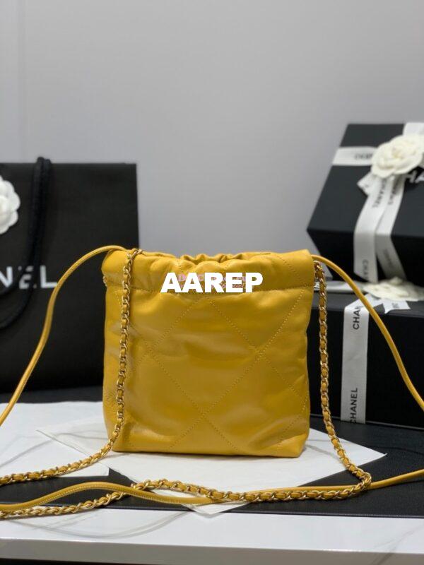Replica Chanel Mini 22 Handbag Shiny Calfskin & Gold Metal AS3980 Yellow 9
