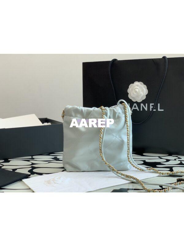 Replica Chanel Mini 22 Handbag Shiny Calfskin & Gold Metal AS3980 Cloud Blue 9