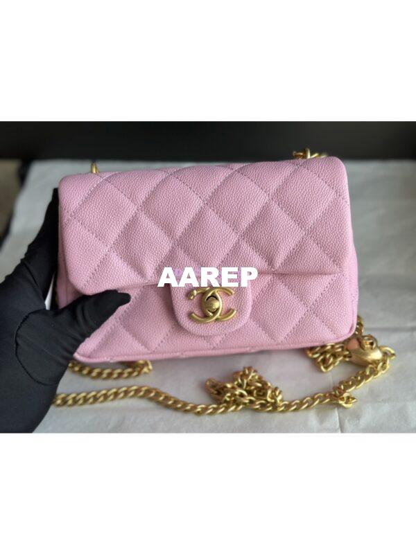 Replica Chanel 23P Heart Crush Chain Flap Bag in Pink Caviar AS3828 AS3829 AS3921 5