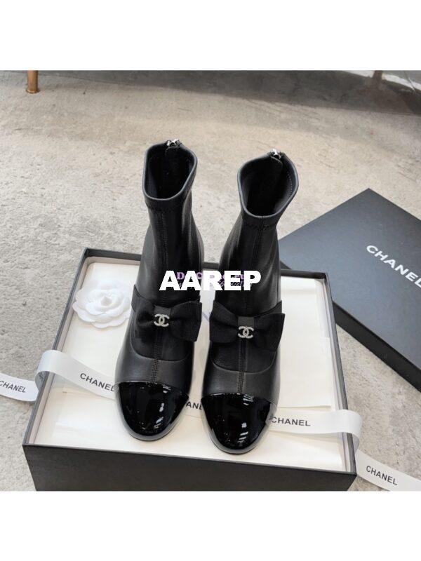 Replica Chanel Short Boots in Stretch Lambskin & Patent Calfskin G40099 Black 3