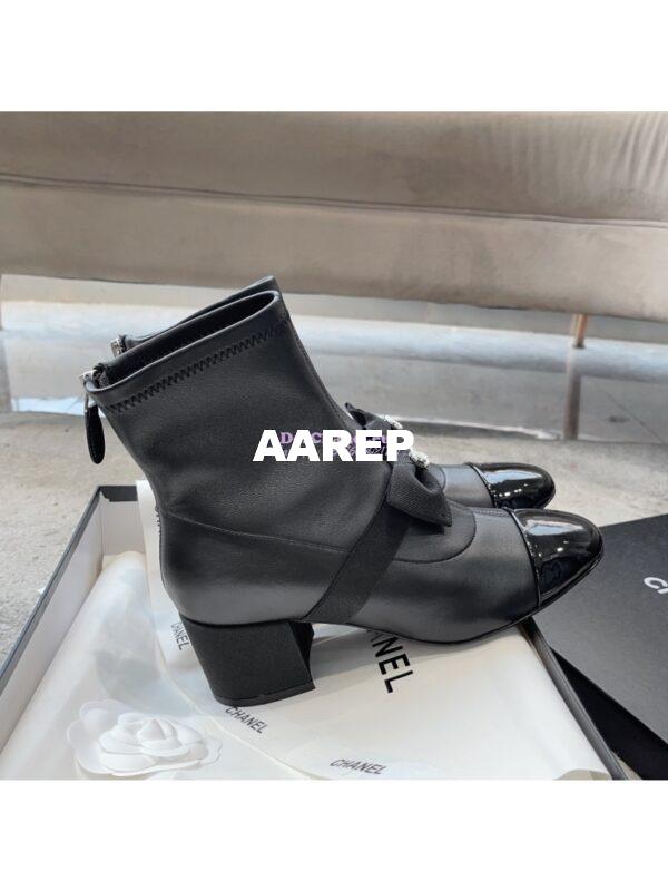Replica Chanel Short Boots in Stretch Lambskin & Patent Calfskin G40099 Black 4