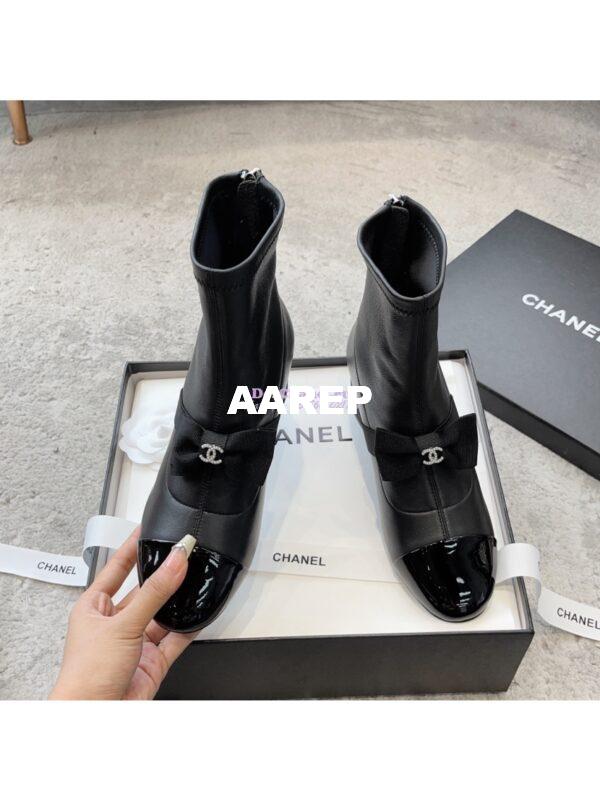 Replica Chanel Short Boots in Stretch Lambskin & Patent Calfskin G40099 Black 6