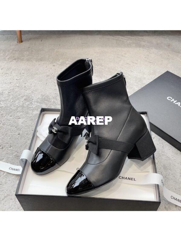 Replica Chanel Short Boots in Stretch Lambskin & Patent Calfskin G40099 Black 7