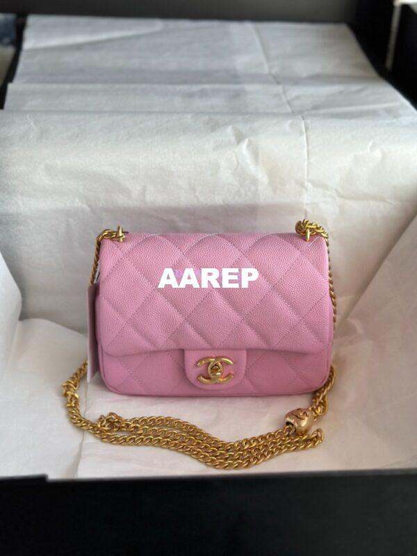 Replica Chanel 23P Heart Crush Chain Flap Bag in Pink Caviar AS3828 AS3829 AS3921 11