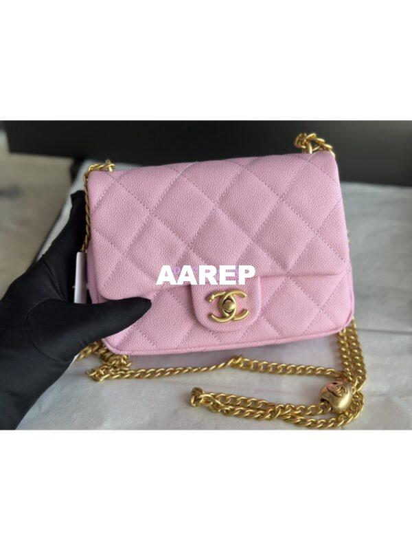 Replica Chanel 23P Heart Crush Chain Flap Bag in Pink Caviar AS3828 AS3829 AS3921 12