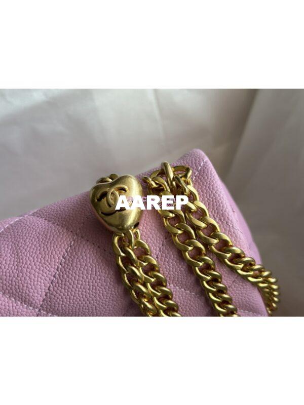 Replica Chanel 23P Heart Crush Chain Flap Bag in Pink Caviar AS3828 AS3829 AS3921 23