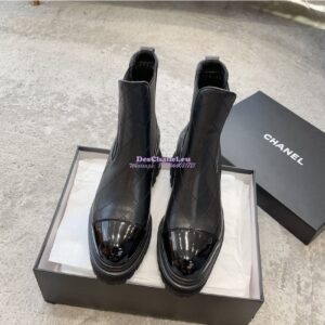 Replica Chanel Short Boots in Calfskin & Patent Calfskin G45087 Black