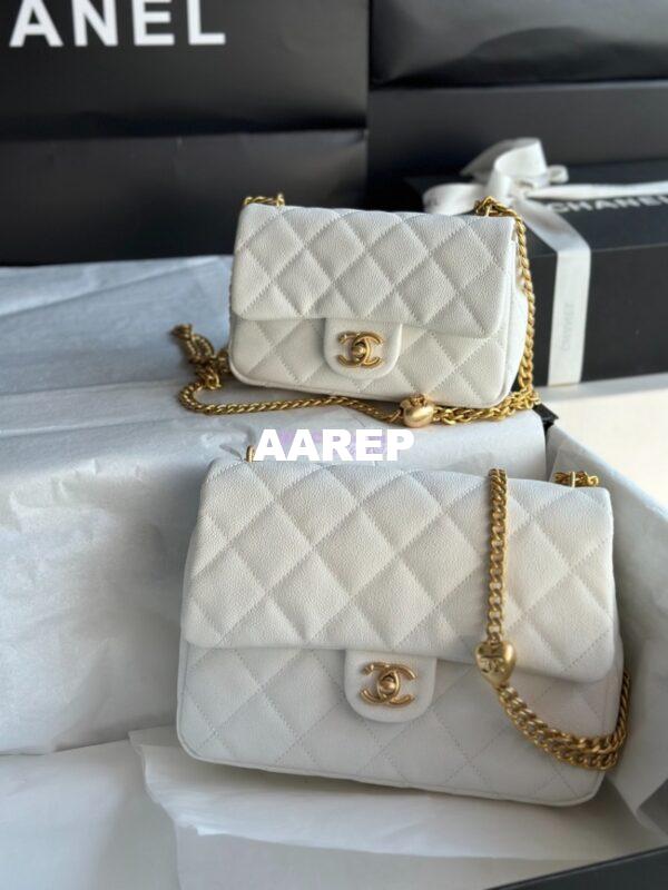 Replica Chanel 23P Heart Crush Chain Flap Bag in White Caviar AS3828 AS3829 AS3921 3