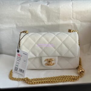 Replica Chanel 23P Heart Crush Chain Flap Bag in White Caviar AS3828 AS3829 AS3921 2