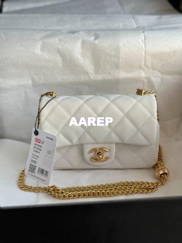 Replica Chanel 23P Heart Crush Chain Flap Bag in White Caviar AS3828 AS3829 AS3921 4