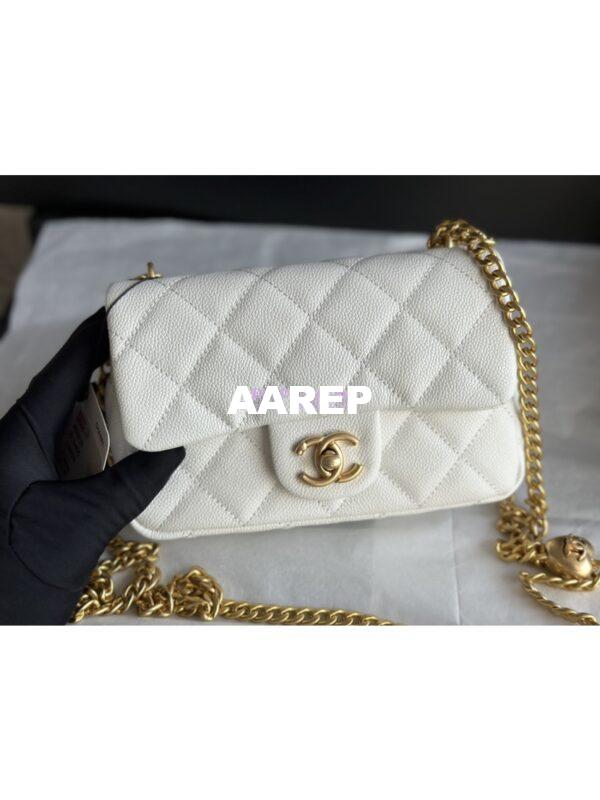 Replica Chanel 23P Heart Crush Chain Flap Bag in White Caviar AS3828 AS3829 AS3921 5