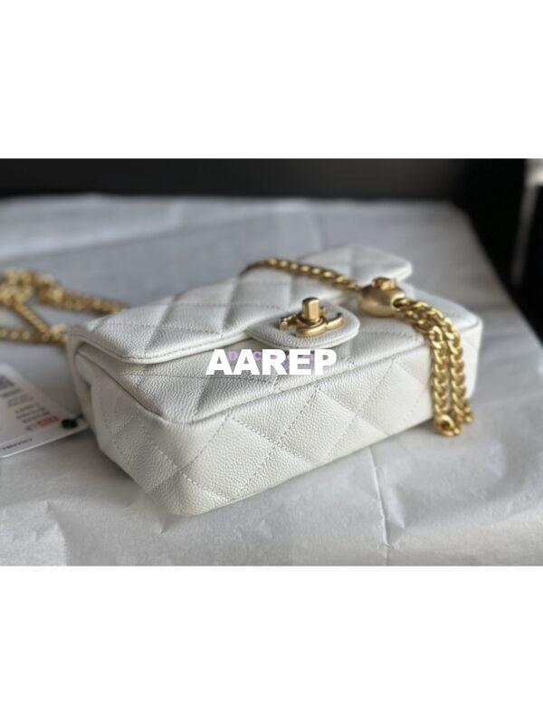 Replica Chanel 23P Heart Crush Chain Flap Bag in White Caviar AS3828 AS3829 AS3921 8