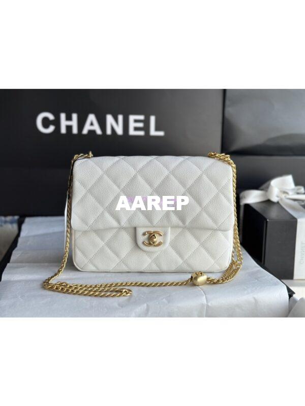 Replica Chanel 23P Heart Crush Chain Flap Bag in White Caviar AS3828 AS3829 AS3921 13