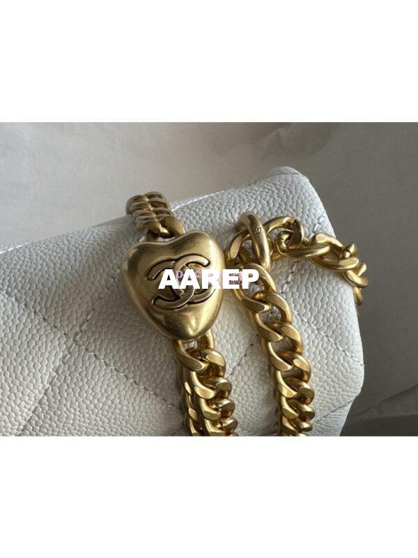 Replica Chanel 23P Heart Crush Chain Flap Bag in White Caviar AS3828 AS3829 AS3921 14