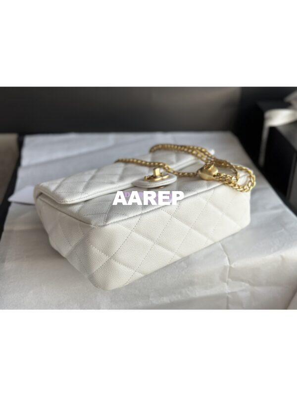 Replica Chanel 23P Heart Crush Chain Flap Bag in White Caviar AS3828 AS3829 AS3921 16