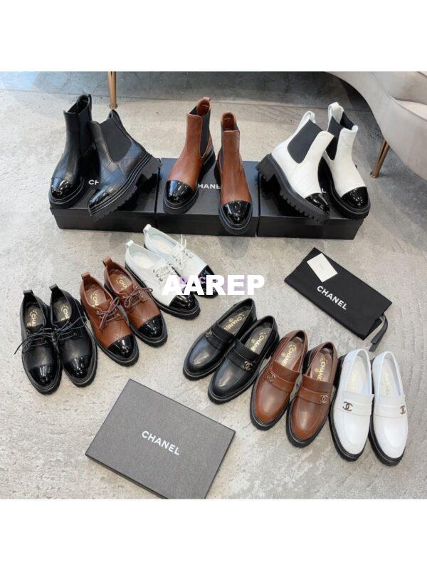 Replica Chanel Short Boots in Calfskin & Patent Calfskin G45087 White & Black
