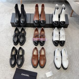 Replica Chanel Short Boots in Calfskin & Patent Calfskin G45087 White & Black 2