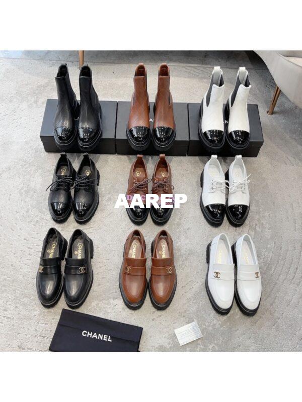Replica Chanel Short Boots in Calfskin & Patent Calfskin G45087 White & Black 2
