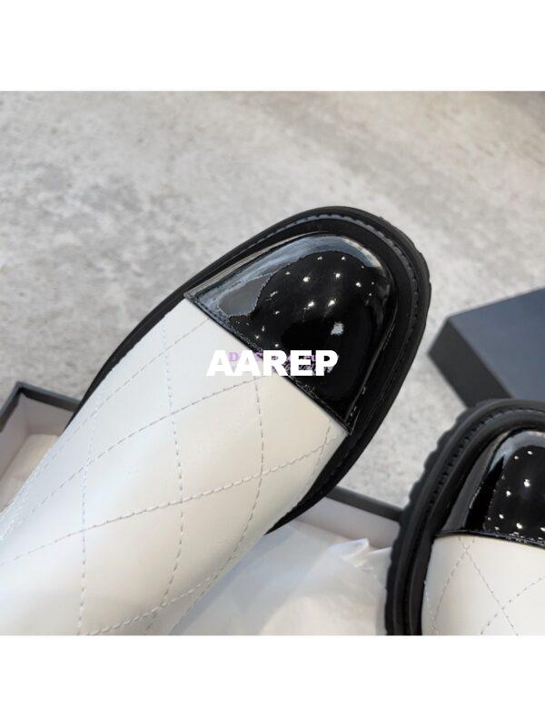 Replica Chanel Short Boots in Calfskin & Patent Calfskin G45087 White & Black 9
