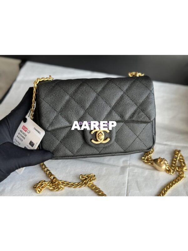 Replica Chanel 23P Heart Crush Chain Flap Bag in Black Caviar AS3828 AS3829 AS3921 5