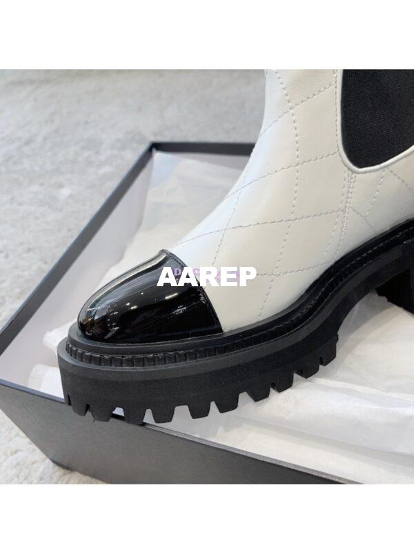 Replica Chanel Short Boots in Calfskin & Patent Calfskin G45087 White & Black 10