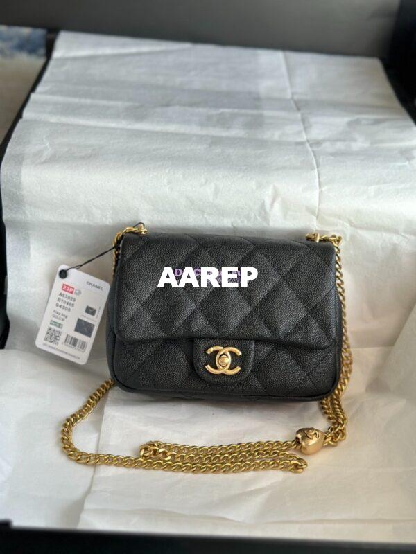 Replica Chanel 23P Heart Crush Chain Flap Bag in Black Caviar AS3828 AS3829 AS3921 12