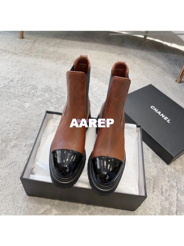 Replica Chanel Short Boots in Calfskin & Patent Calfskin G45087 Brown & Black 3