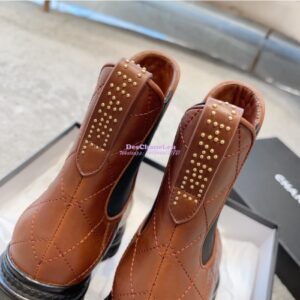 Replica Chanel Short Boots in Calfskin & Patent Calfskin G45087 Brown & Black 2