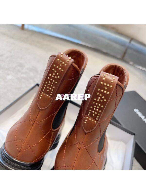 Replica Chanel Short Boots in Calfskin & Patent Calfskin G45087 Brown & Black 4