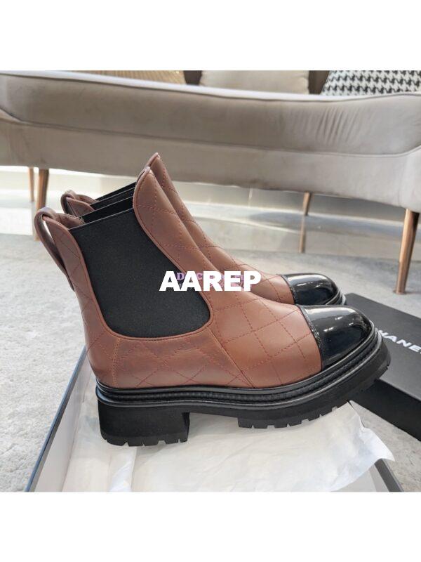Replica Chanel Short Boots in Calfskin & Patent Calfskin G45087 Brown & Black 5
