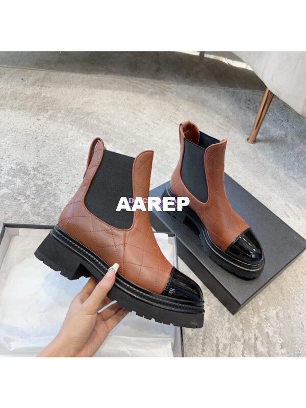Replica Chanel Short Boots in Calfskin & Patent Calfskin G45087 Brown & Black 6
