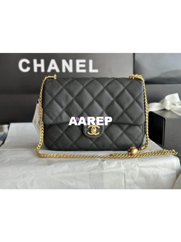 Replica Chanel 23P Heart Crush Chain Flap Bag in Black Caviar AS3828 AS3829 AS3921 19