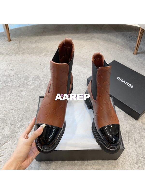 Replica Chanel Short Boots in Calfskin & Patent Calfskin G45087 Brown & Black 8
