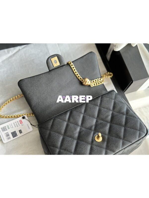Replica Chanel 23P Heart Crush Chain Flap Bag in Black Caviar AS3828 AS3829 AS3921 23
