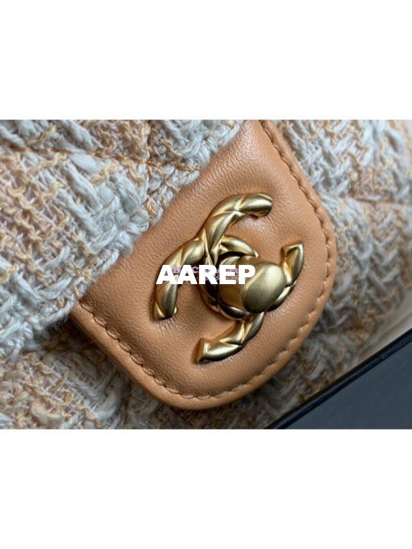 Replica Chanel 23SS Small Vanity Case in Tweed & Lambskin Light Orange AS3973 (Limited Edition) 4