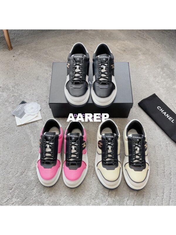 Replica Chanel 23C Trainers Lambskin & Suede Calfskin G45212 Dark Pink, Gray & Black