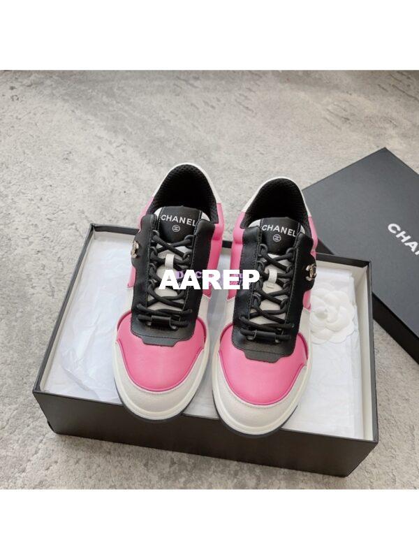 Replica Chanel 23C Trainers Lambskin & Suede Calfskin G45212 Dark Pink, Gray & Black 4