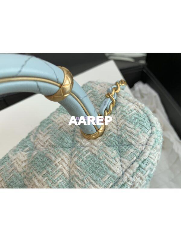 Replica Chanel 23SS Small Vanity Case in Tweed & Lambskin Light Blue AS3973 (Limited Edition) 5