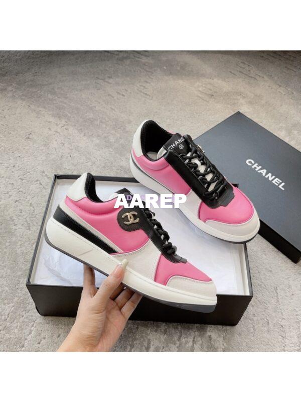 Replica Chanel 23C Trainers Lambskin & Suede Calfskin G45212 Dark Pink, Gray & Black 5