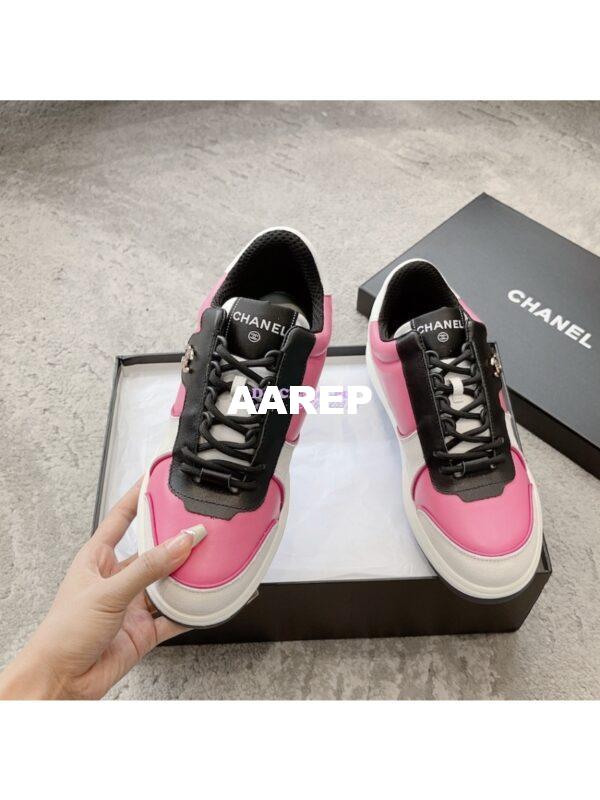 Replica Chanel 23C Trainers Lambskin & Suede Calfskin G45212 Dark Pink, Gray & Black 6