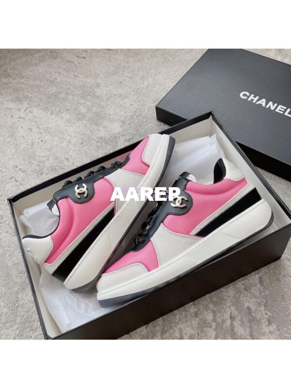 Replica Chanel 23C Trainers Lambskin & Suede Calfskin G45212 Dark Pink, Gray & Black 7