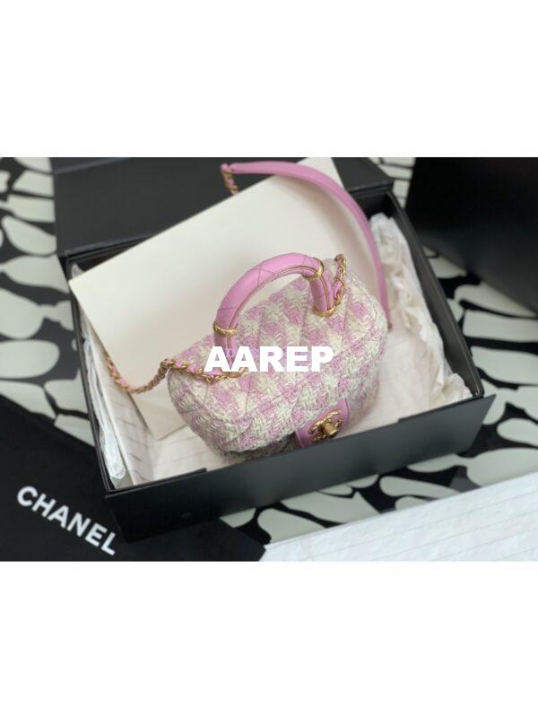 Replica Chanel 23SS Small Vanity Case in Tweed & Lambskin Light Pink AS3973 (Limited Edition) 4