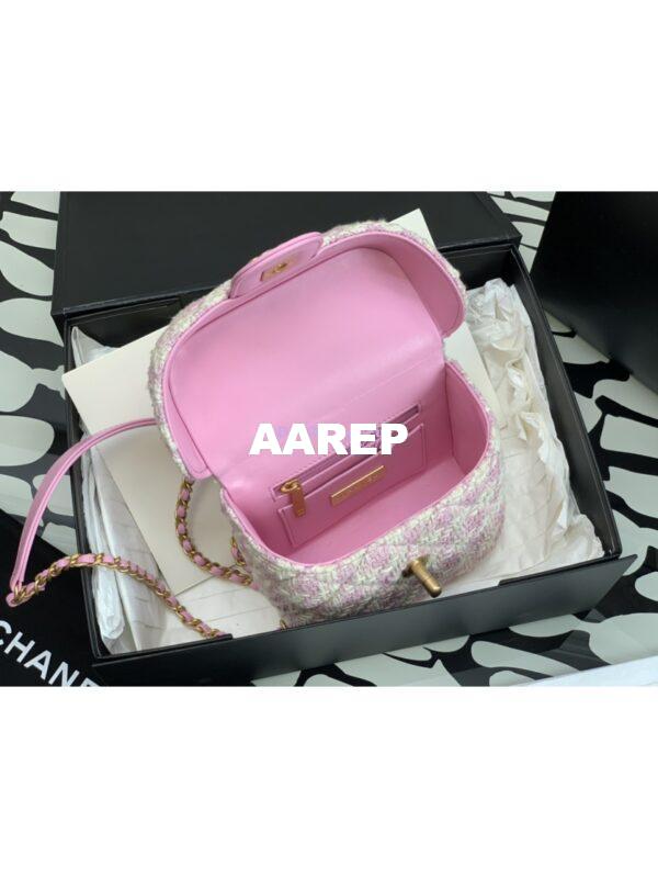 Replica Chanel 23SS Small Vanity Case in Tweed & Lambskin Light Pink AS3973 (Limited Edition) 7