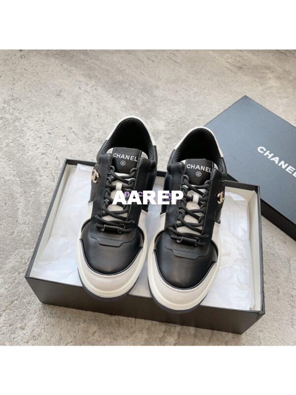 Replica Chanel 23C Trainers Lambskin & Suede Calfskin G45212 Black White 2