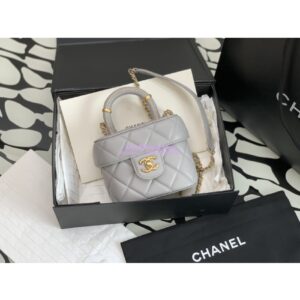 Replica Chanel 23SS Small Vanity Case in Lambskin Light Blue AS3973 (Limited Edition)